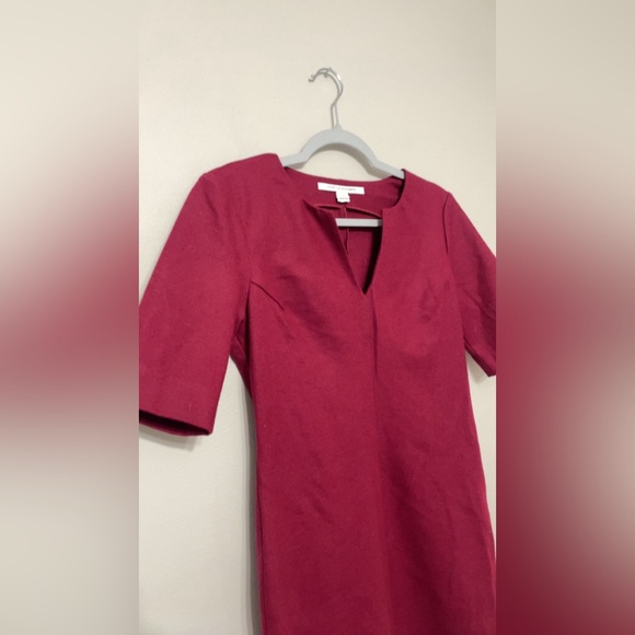 Diane Von Furstenberg Burgundy Wool Dress Womens Size 10 Side Zip 1/4 Sleeve - Picture 3 of 13